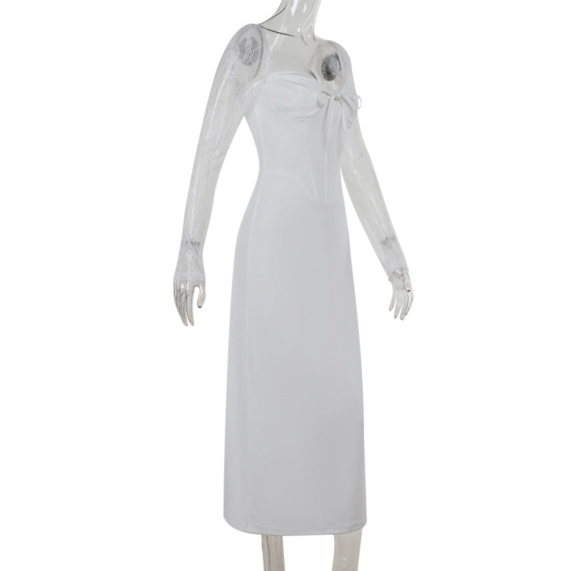 Women Sexy Lace Long Sleeve Bodycon Dress 7