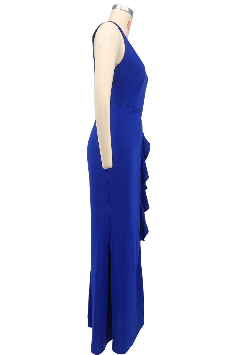 Wide Strap Solid Color Bodycon Sexy Slit Mermaid Evening Gown 9
