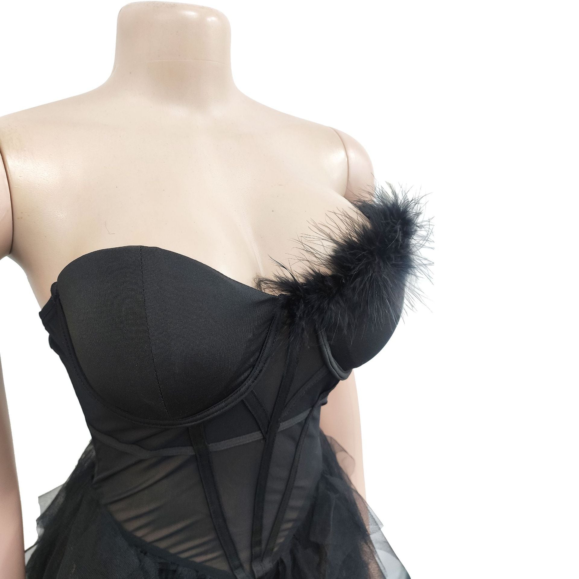 Women'S Fashion Solid Color Sleeveless Wrapped Chest Mesh Maxi Dress 15