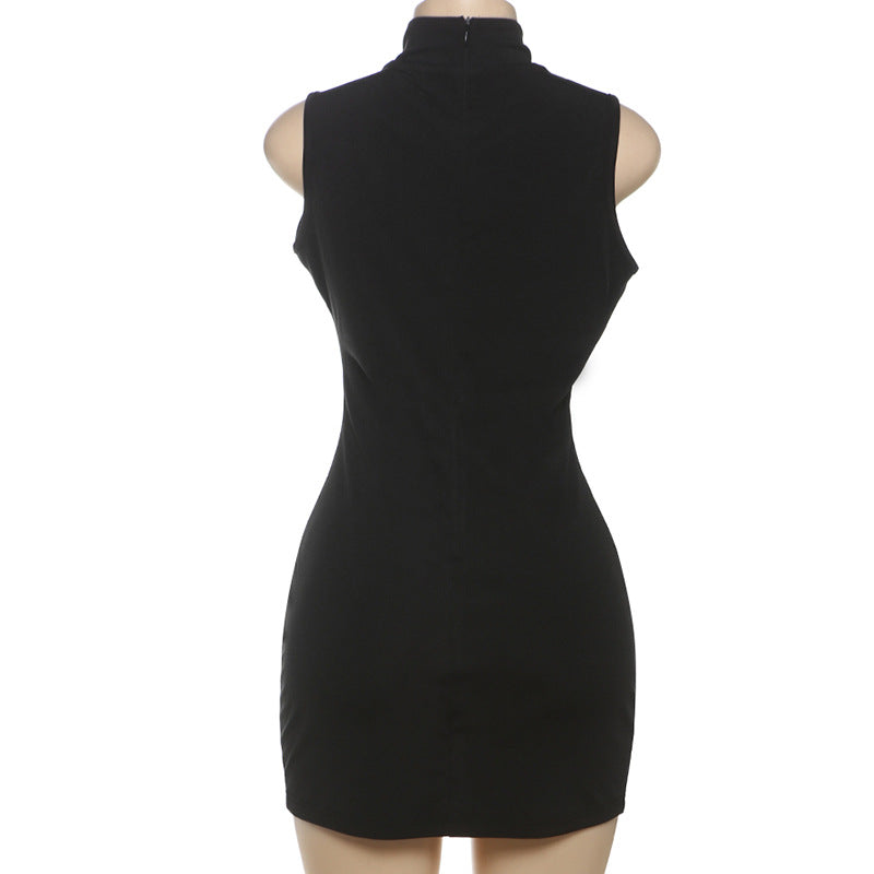 Women Summer Sexy Hollow Sleeveless Bodycon Solid Dress 6