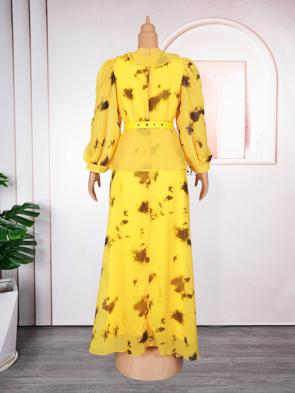 African Women Retro Printed Ruffle Dress 15