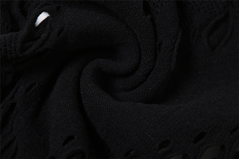 Fall Women's Sexy Round Neck Cutout Tight Fitting Top High Waist See-Through Casual Pant Set 20