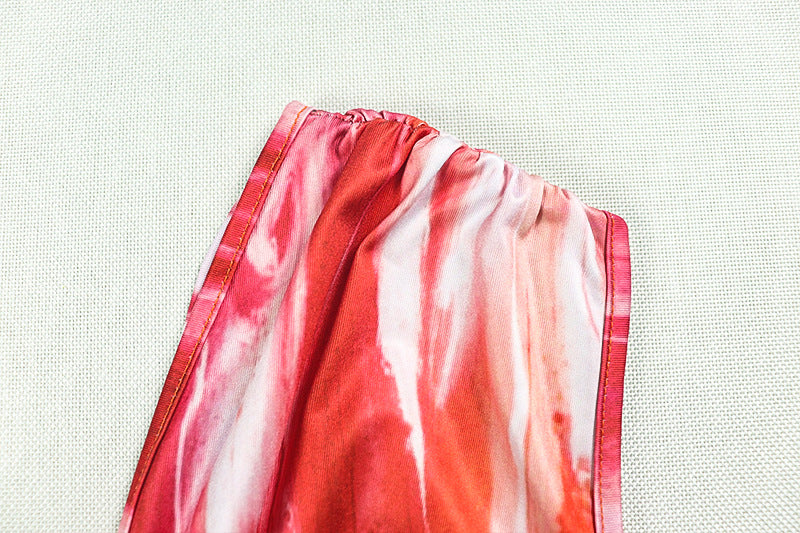 Spring Casual Women's Pleated Fashion Print V neck Slim Waist Loose Long Dress 8