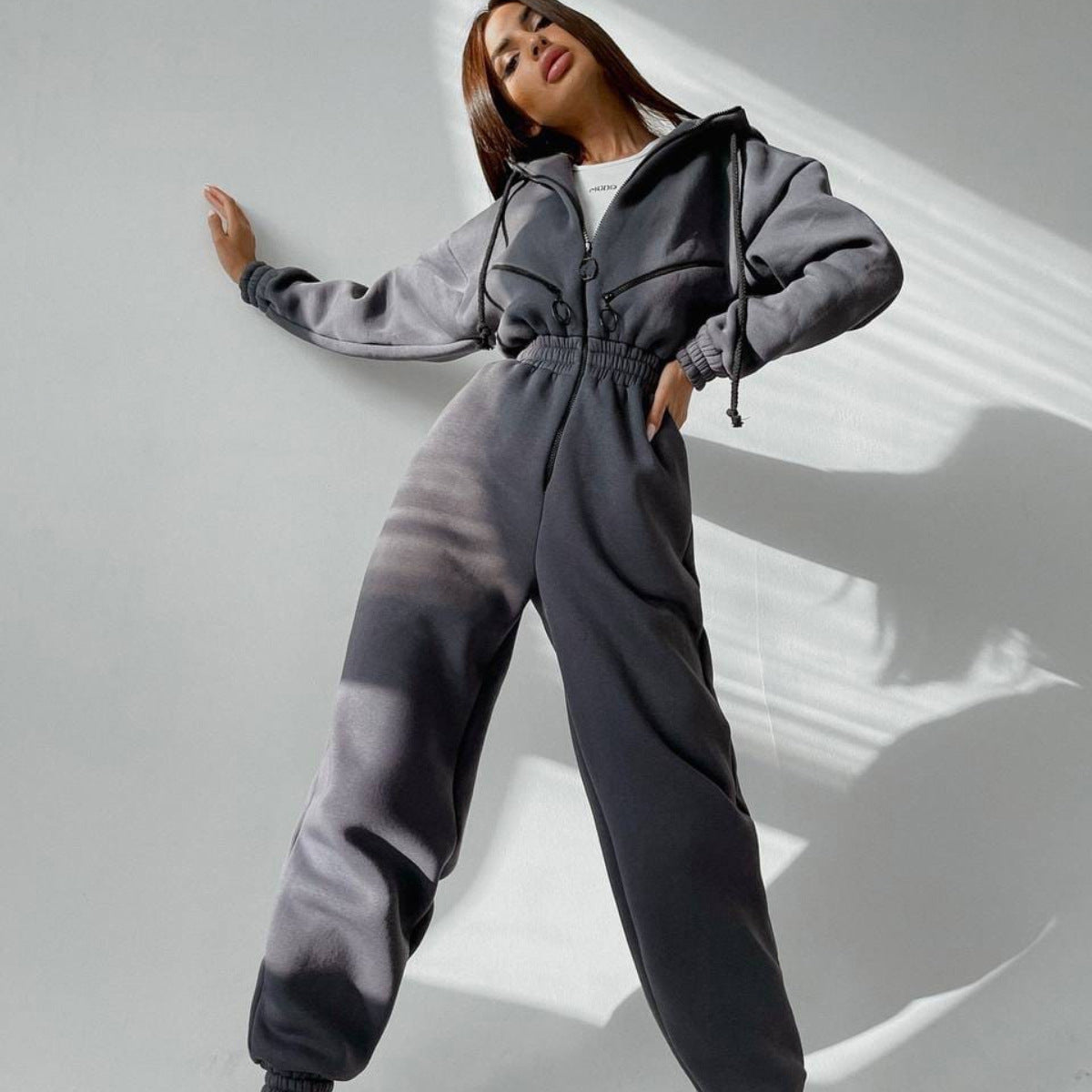 Sports Casual Women's Hooded Jumpsuit 12