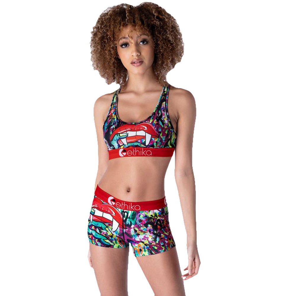 Women's Style Slim Fit Shorts Printed Two-Piece Set 4