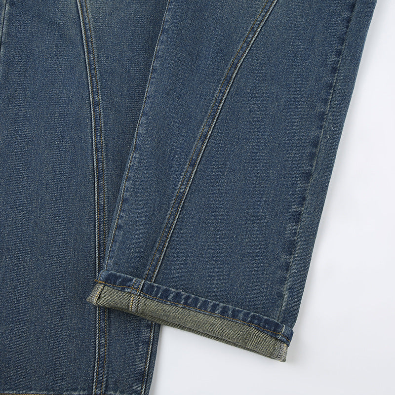 Women irregular patchwork panties fake two-piece Casual Denim trousers 12