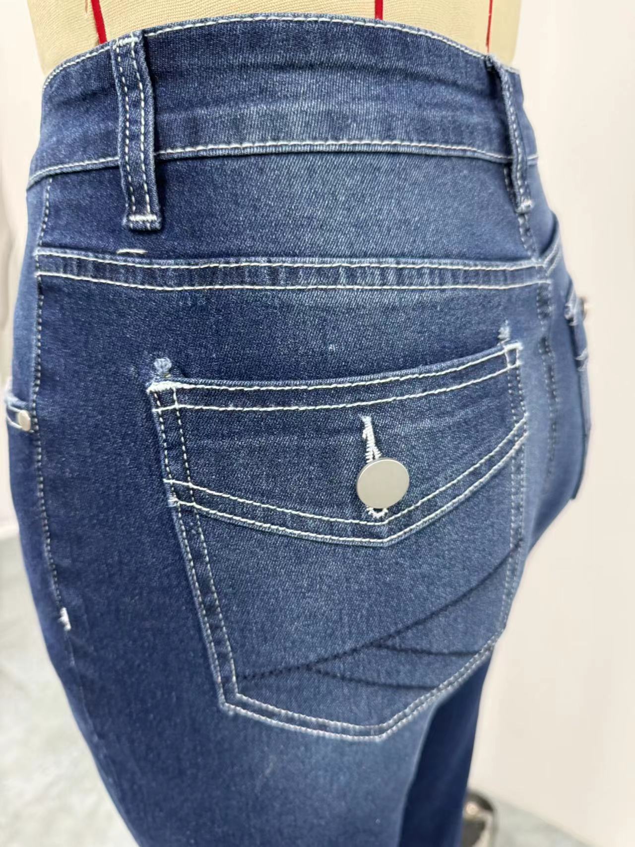 Women's Jeans Embroidered Slim Denim Trousers 7