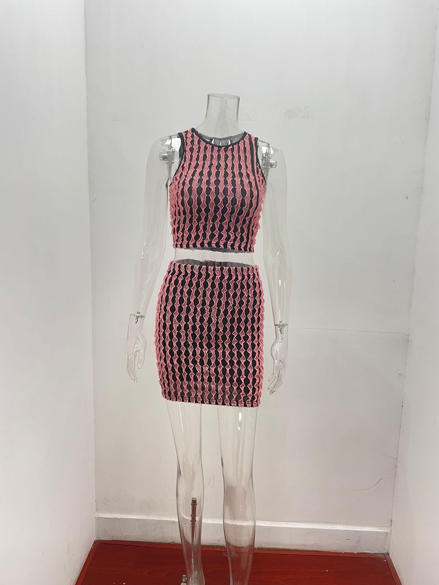 Women summer sexy Round Neck vest and Bodycon Skirt two-piece set 23