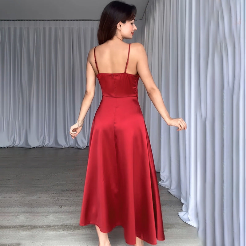 Summer Sexy Slim Fit Satin Strap A-Line Dress 4