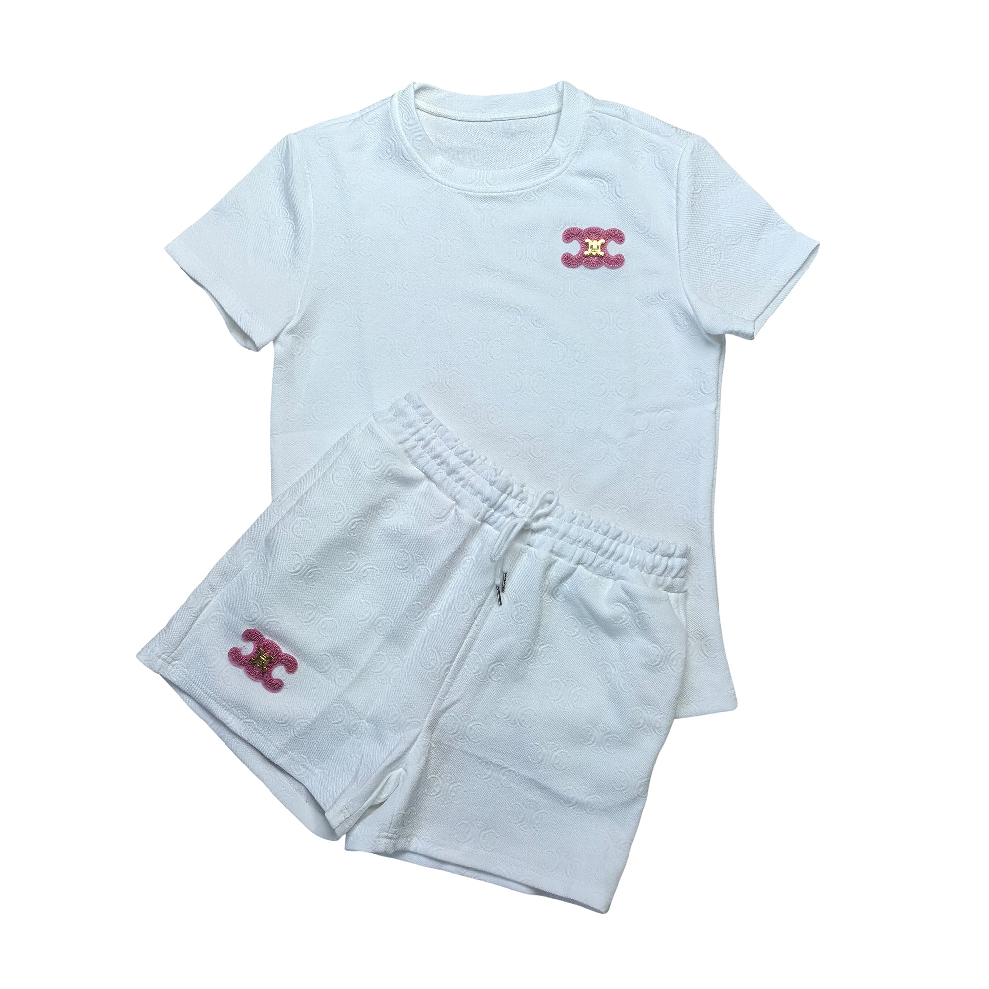 Fashion Casual Women's Jacquard Short Sleeve Shorts Set