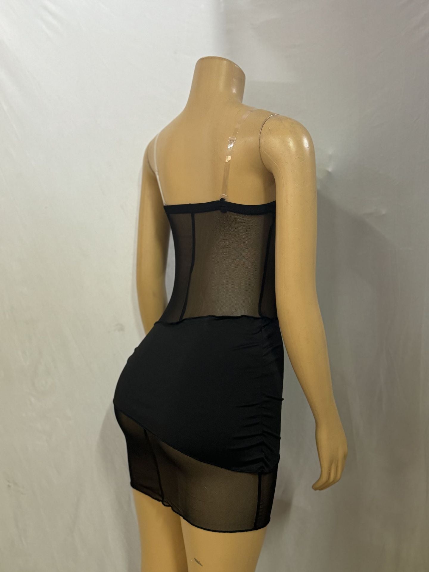 Women See-Through Zipper Hollow Lace-Up Sexy Backless Bodycon Dress 9