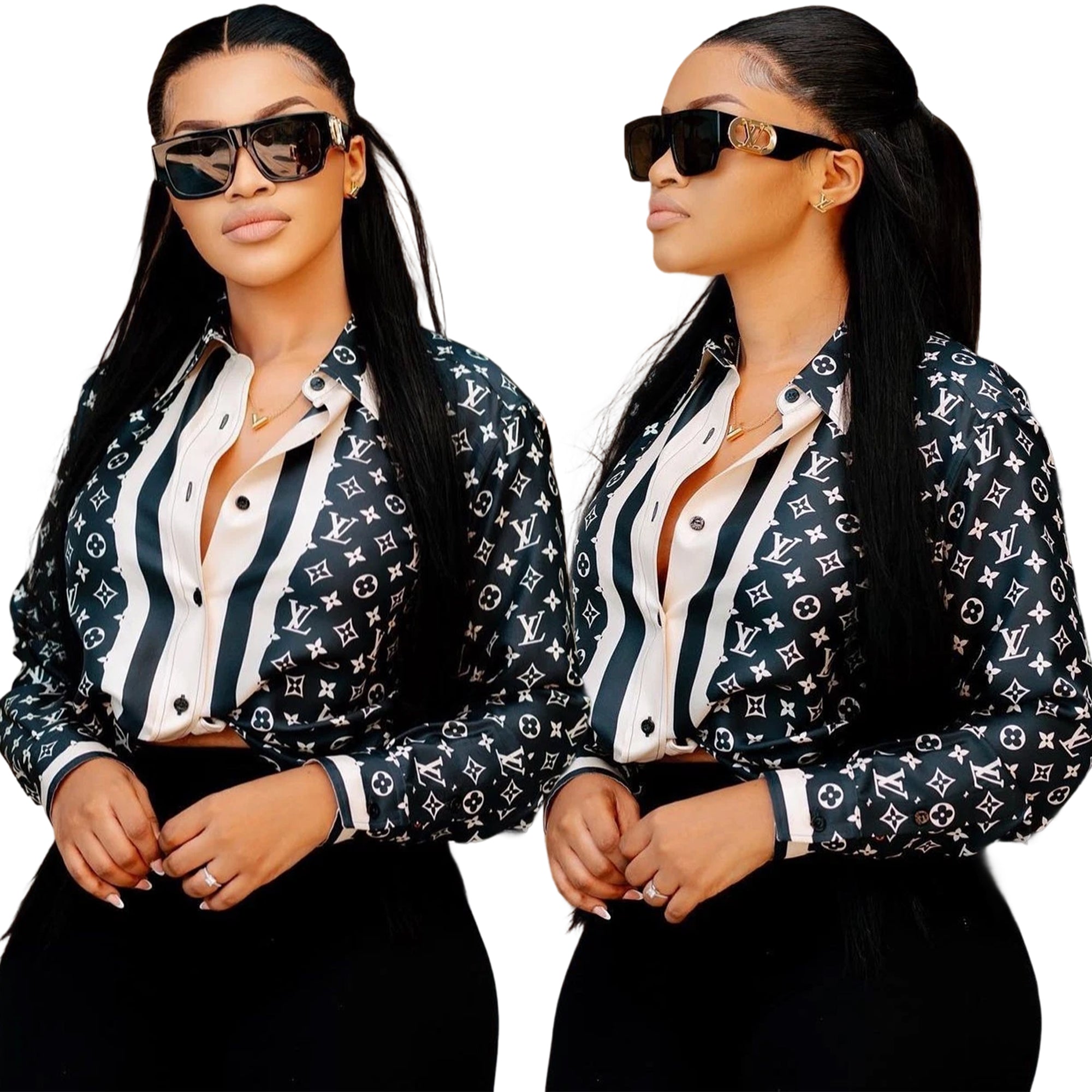 Women summer and autumn fashion classic casual printed shirt 8