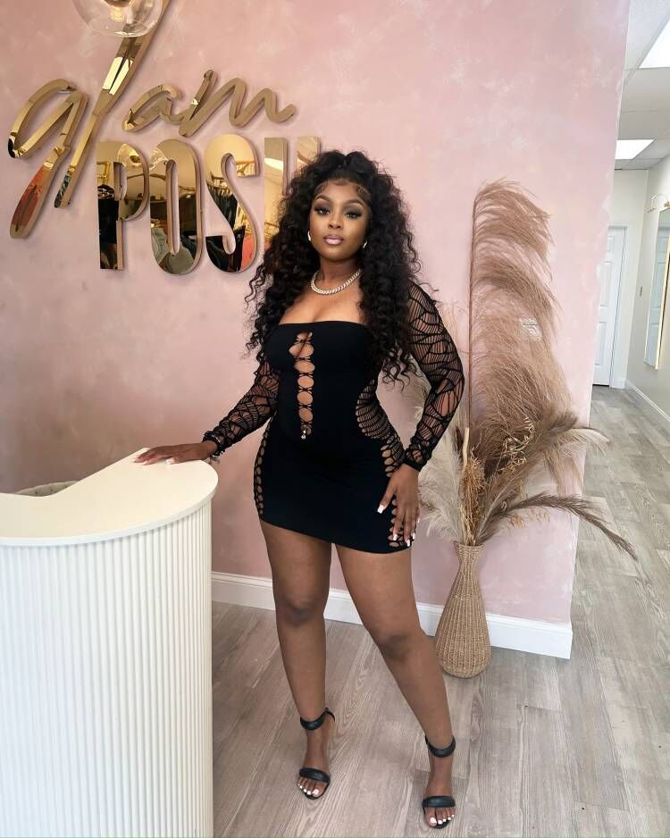 Women Solid Square Neck Hollow Sexy Bodycon Dress 3