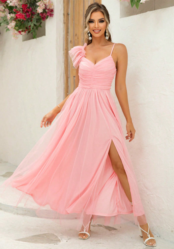 Women v-neck Strapless mesh dress