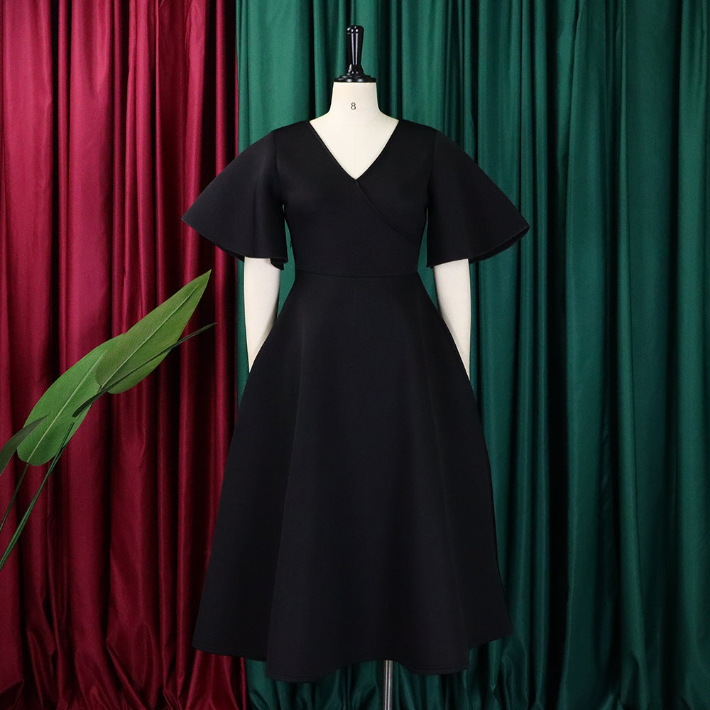 Women's Bell Bottom Sleeve V-Neck Chic Chic Oversized Gown Dress 24