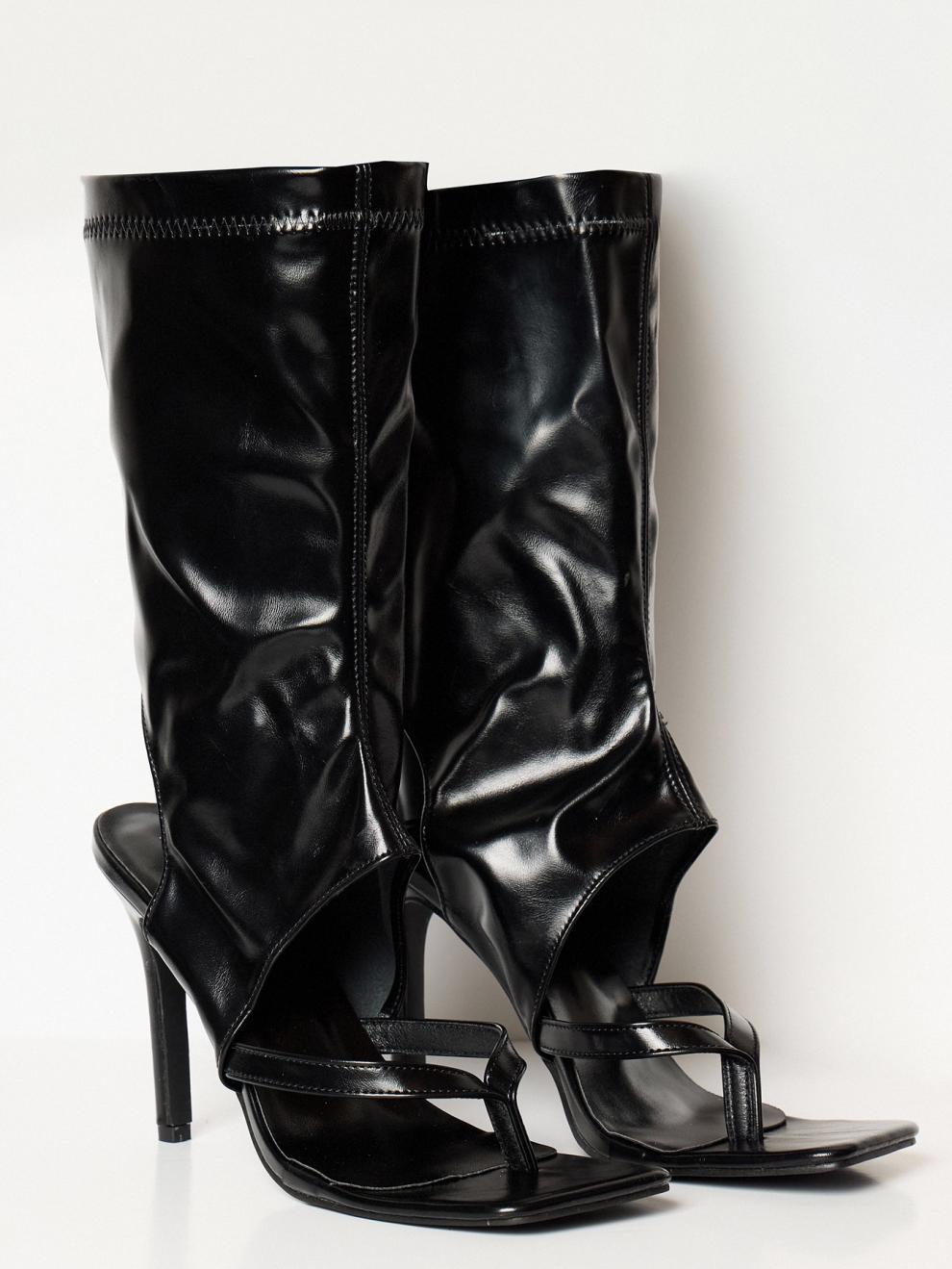 Women Sexy Black Cutout Sexy Prom High-Heeled Sandals 10