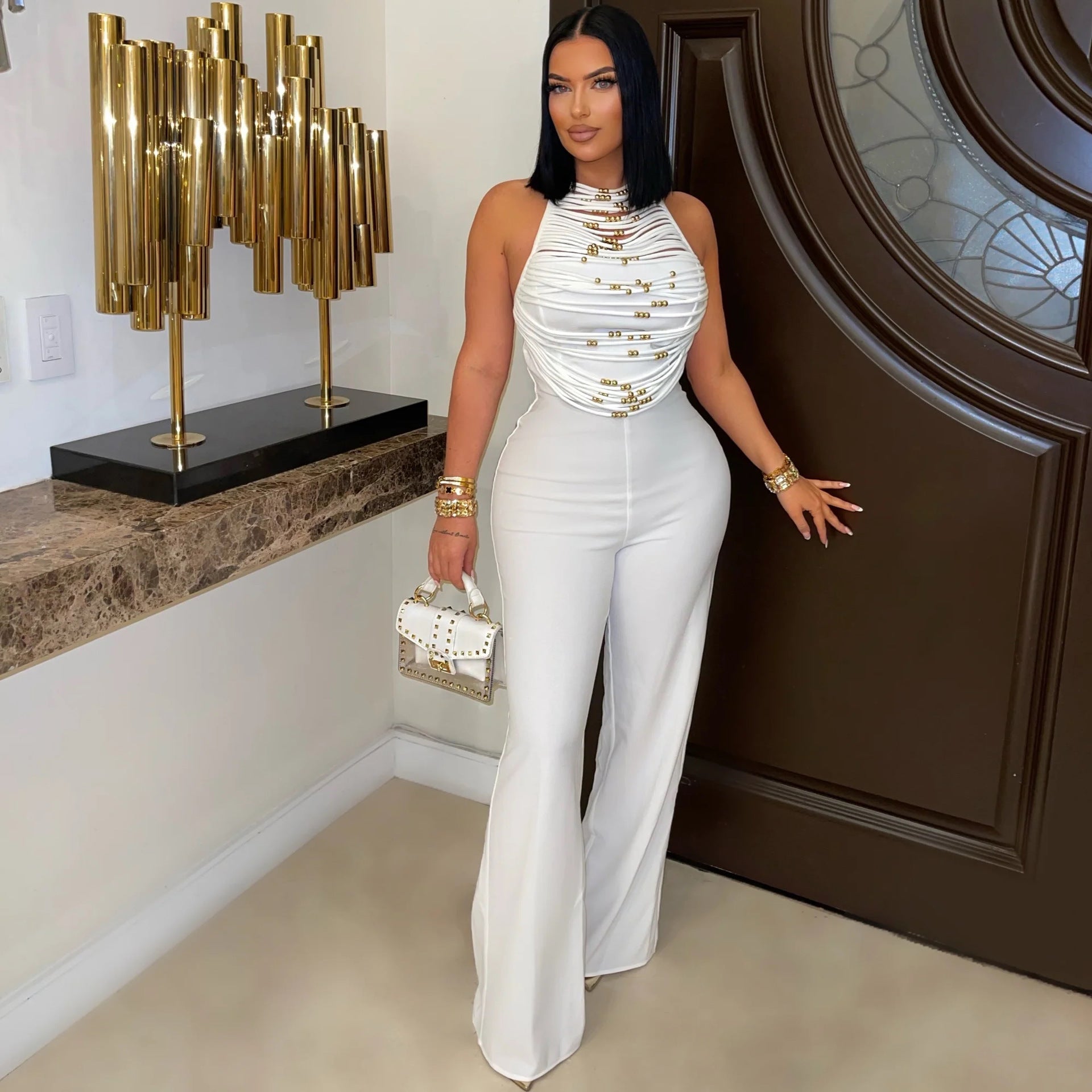 Women High Neck Sleeveless Jumpsuit 3