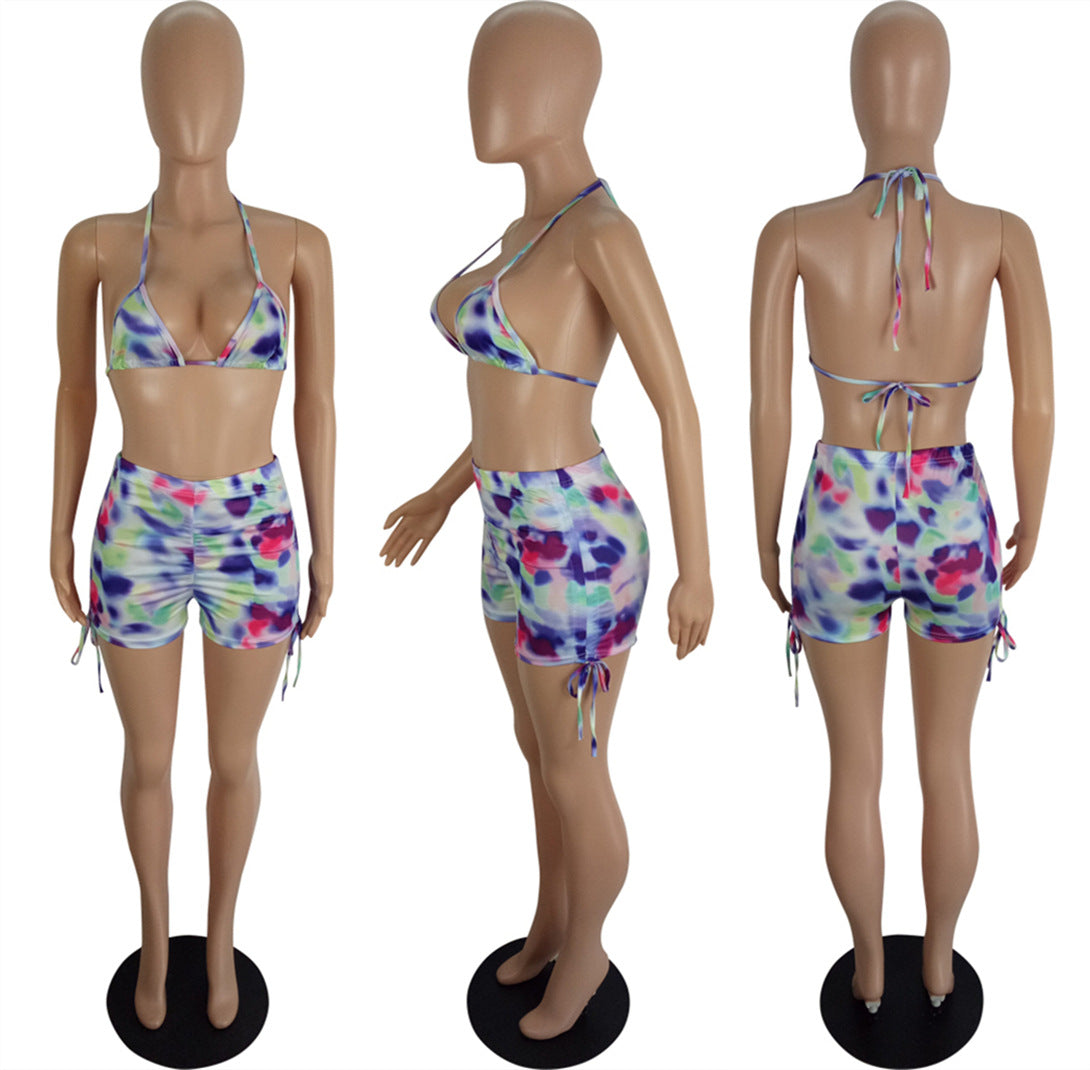 Spring And Summer Women's Sexy Multi-Color Printed Two-Piece Shorts Set 23