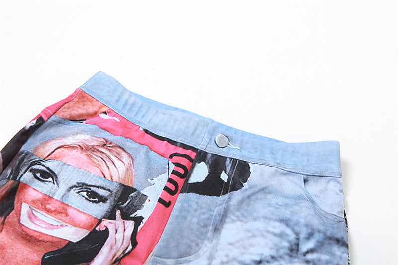 Fall Women Print Style Straight Casual Pants 12