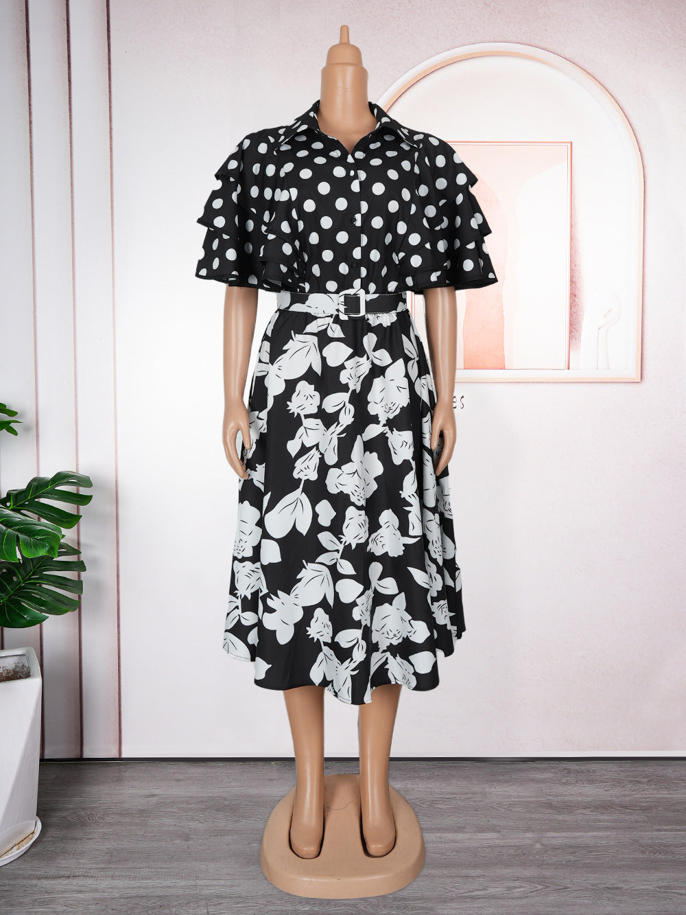 Print Shirt Plus Size A-Line Dress African Women's Wear 13