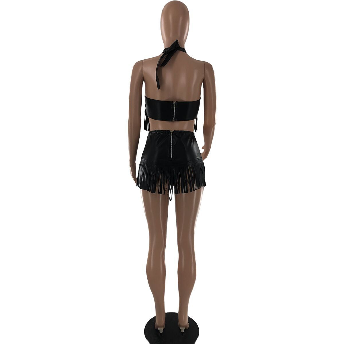 Summer women's fashion sexy nightclub clothes high waist tassel two piece Shorts Set 9