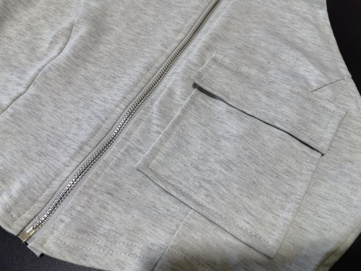 Women's Casual Sports Tight Fitting Zipper Top Butt Lift Pants Two Piece Set 17