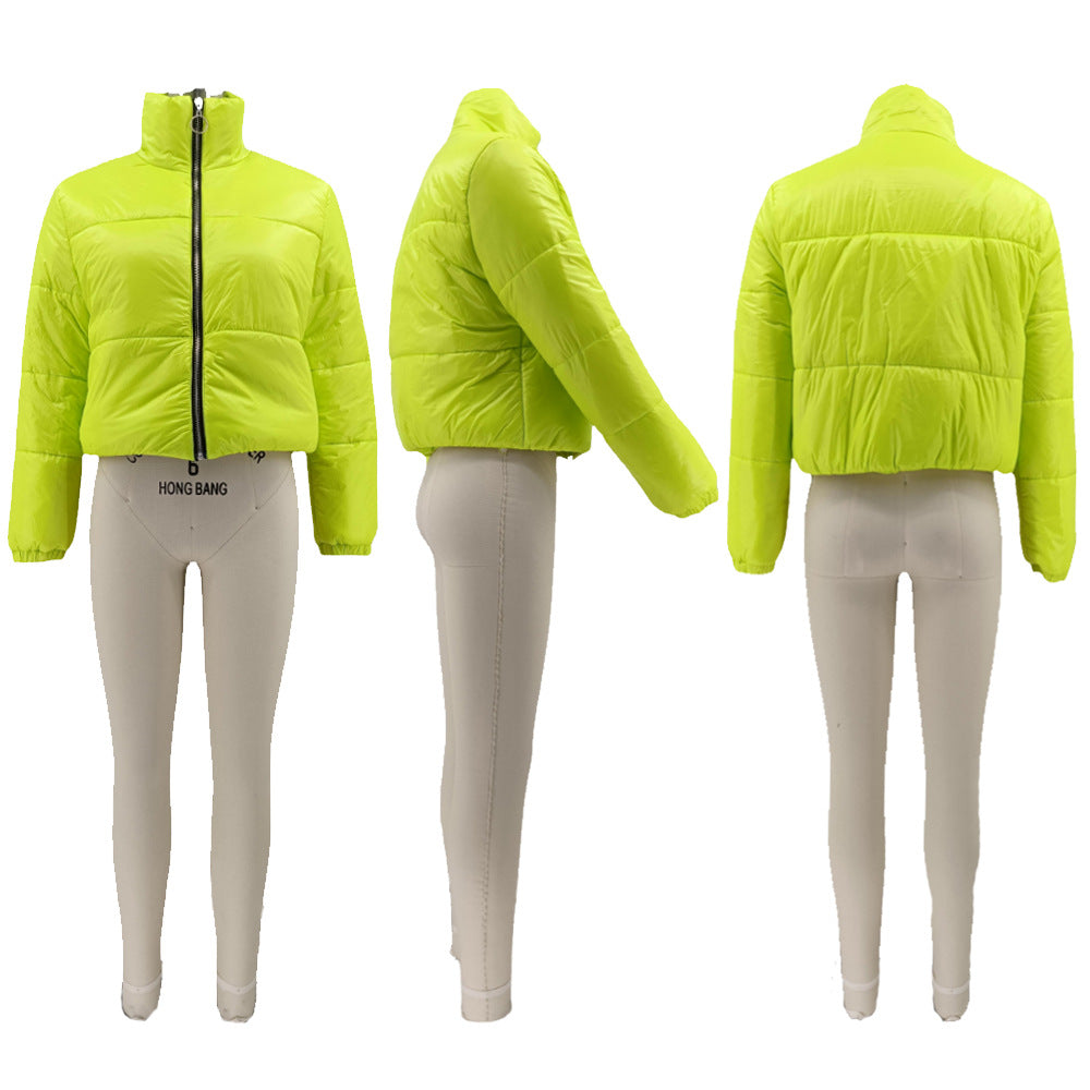 Women Solid Zipper Warm Padding Jacket 11