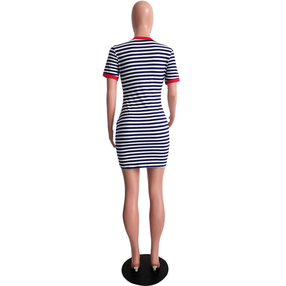 Summer Striped Print Pocket Dress 17