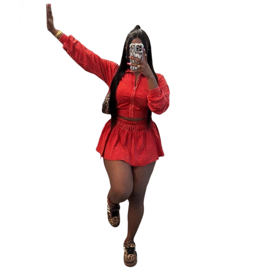 Women Stretch jacket and Skirt Two Piece Set 4