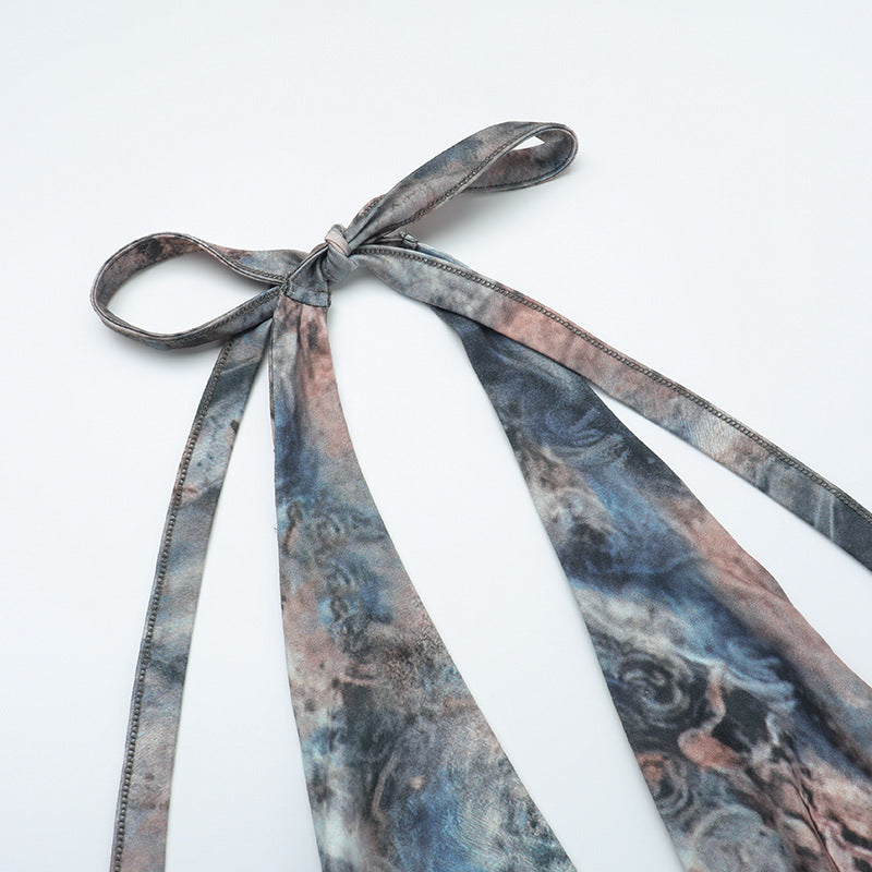 Women Printed Sexy Backless Slit Lace Dress 10