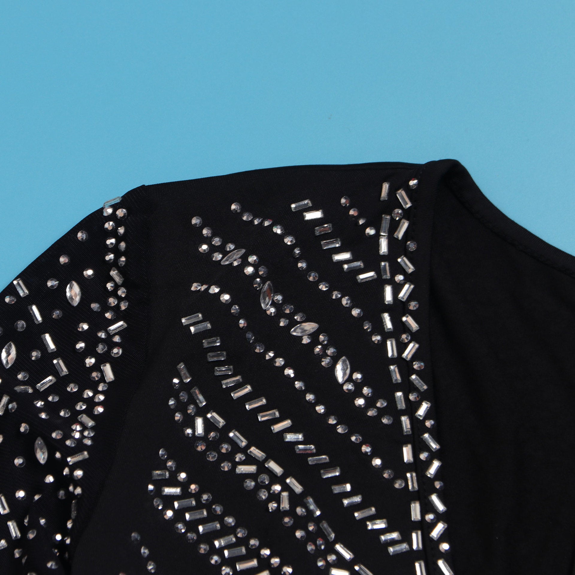 Women Sexy Beaded Bodycon V-Neck Dress 10