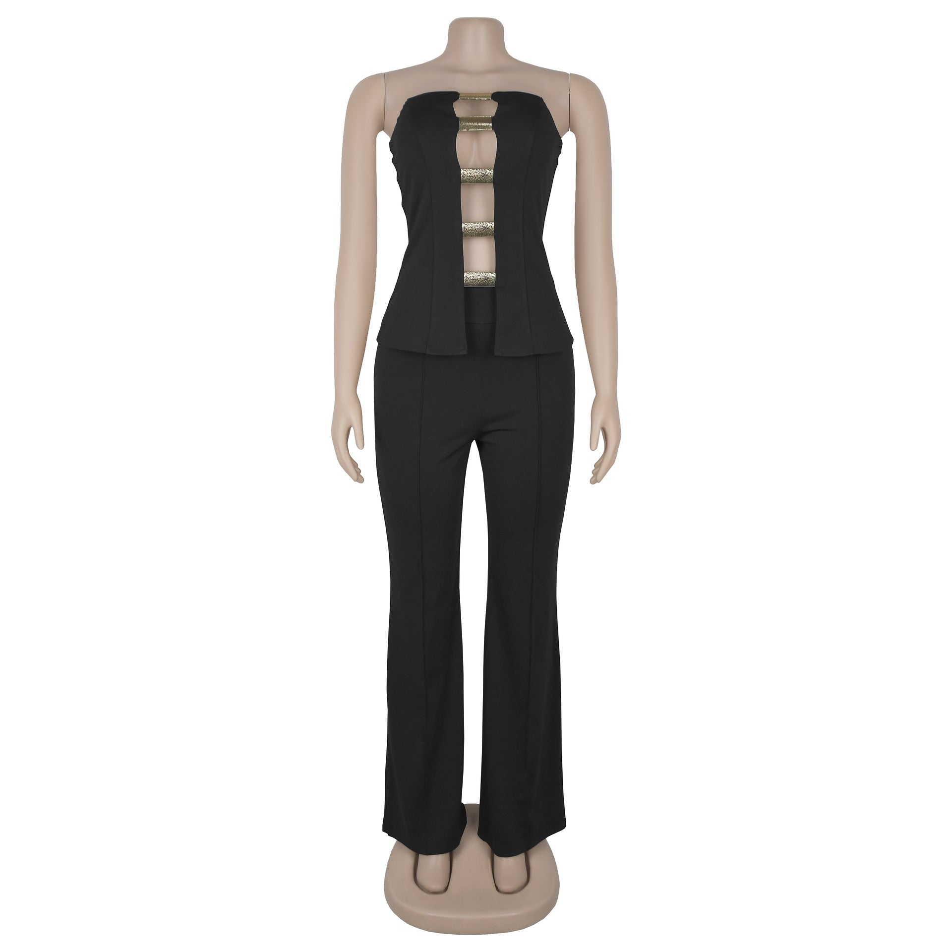 Fashion Women's Sexy Strapless Two-Piece Trousers Set 4