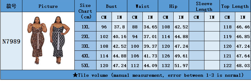 Autumn Plus Size Women's Fashion Strap Slim Print Dress 5