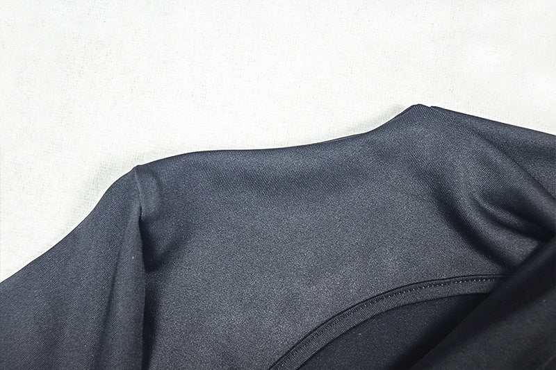 Women's Solid Color Hollow Out Sexy Fashion Long Sleeve Slim Waist Bodycon Short Dress 8