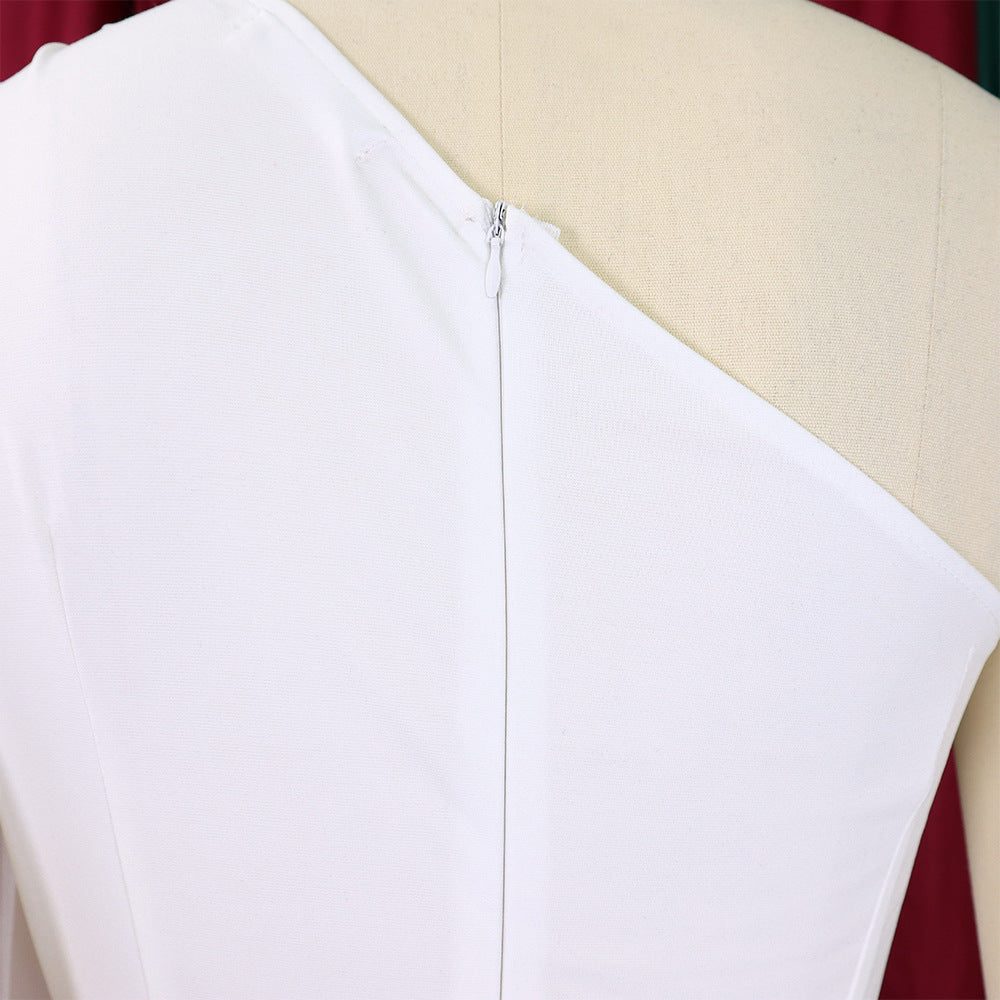 African Women's Solid Color Sexy One Shoulder Formal Party Fashion Jumpsuit 27