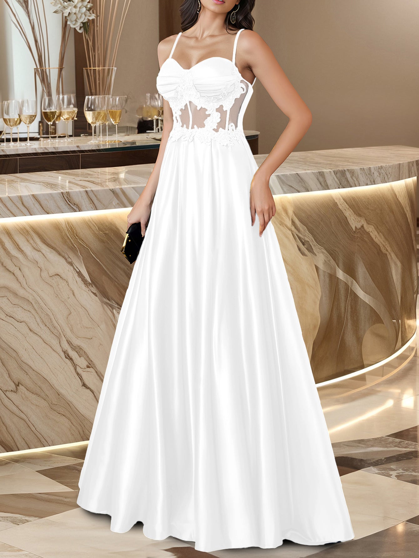 Elegant Strapless Floor-Length Gown Formal Party Chic Evening Dress 4