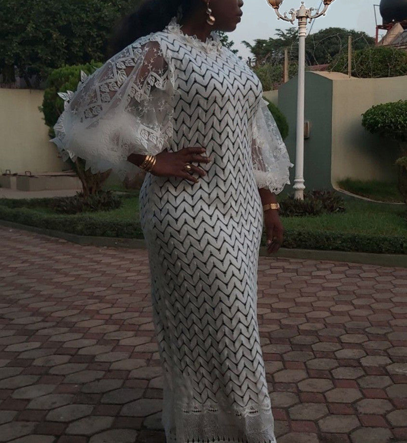 Spring Summer Lace Patchwork Plus Size Women's Long Dress