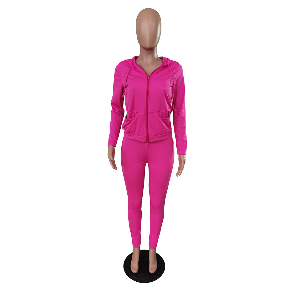 Women's Autumn Style Hat Pocket Zipper Fashion Casual Sport Two Piece Set 40