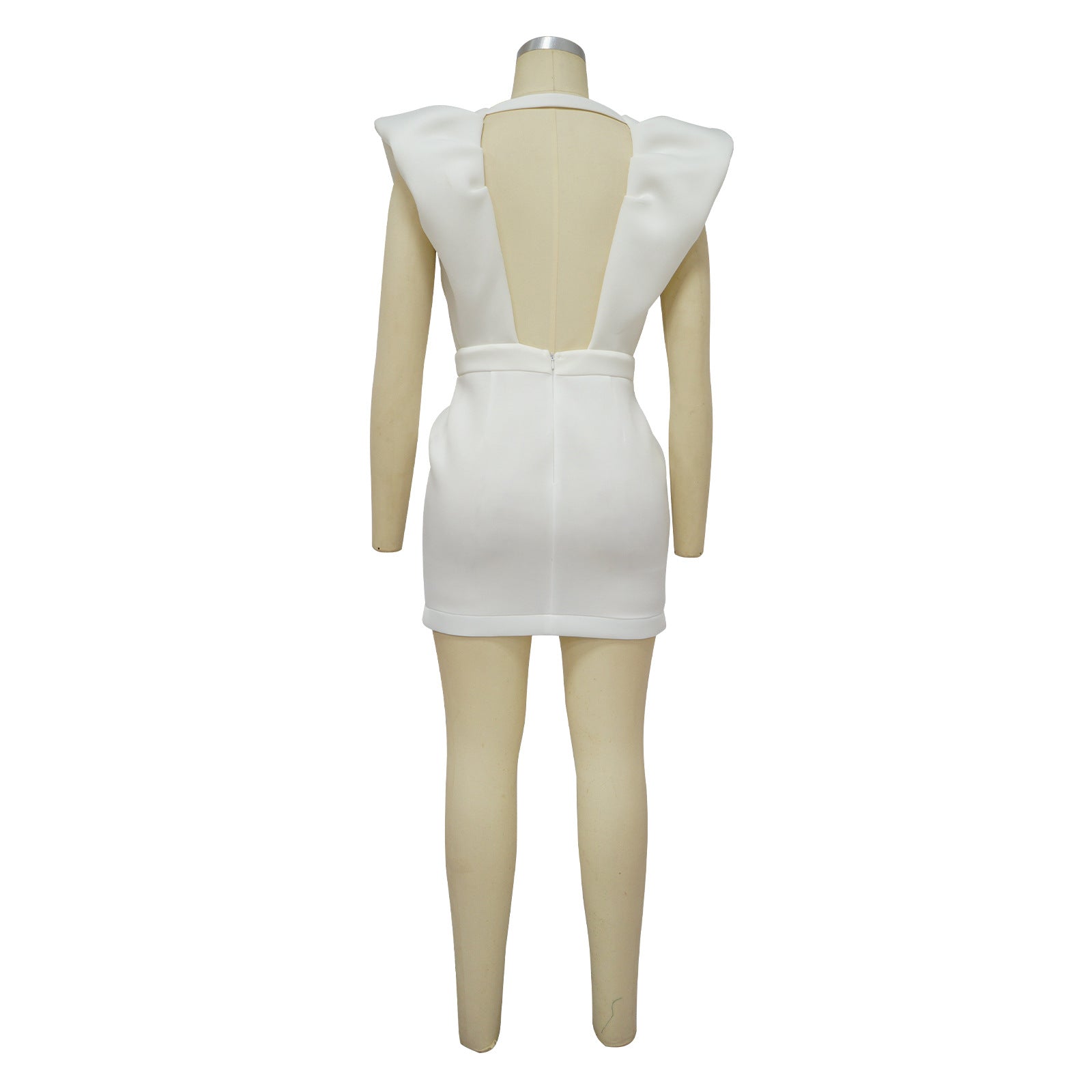 Women's Summer Sexy Deep V Short Sleeve Low Back Solid Color Dress 13