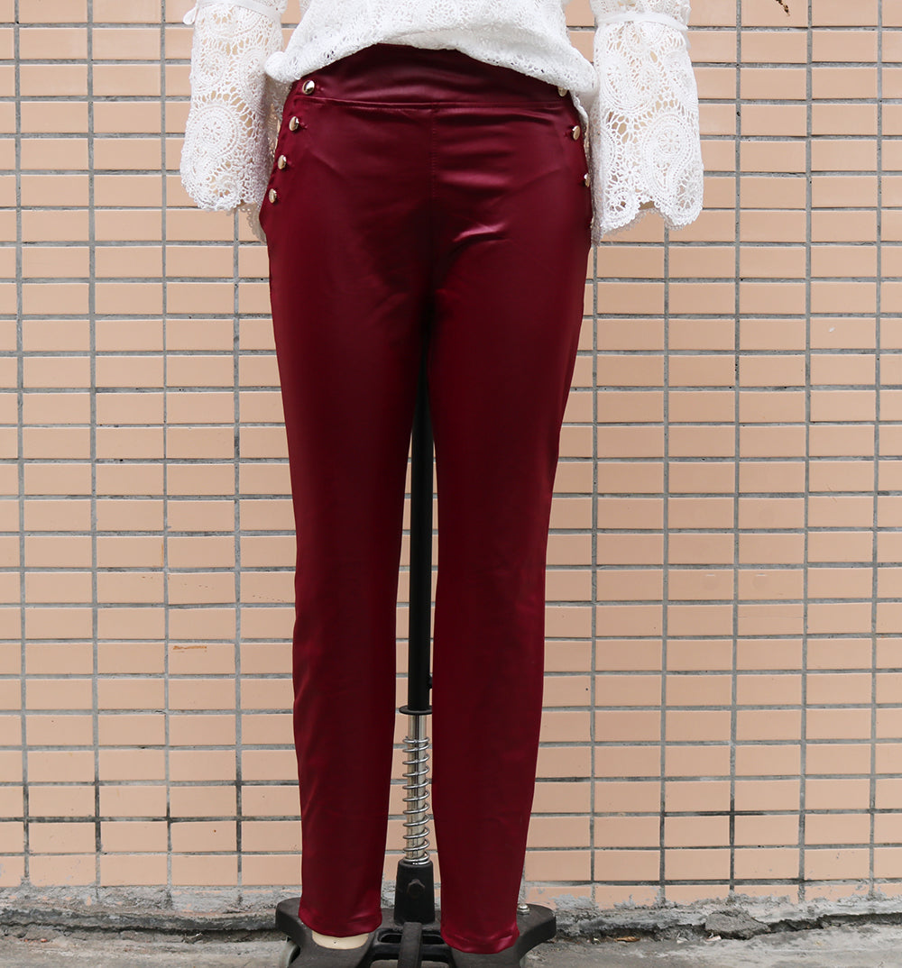 Women's Autumn and Winter High Waist Slim Fit Faux Leather Pants 8