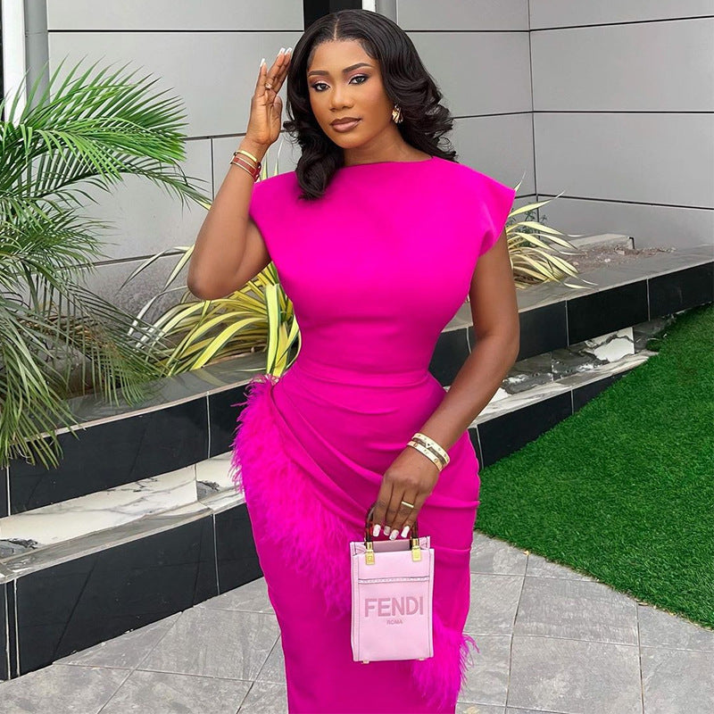 Women Summer Short Sleeve Solid Pleated Maxi Dress 5