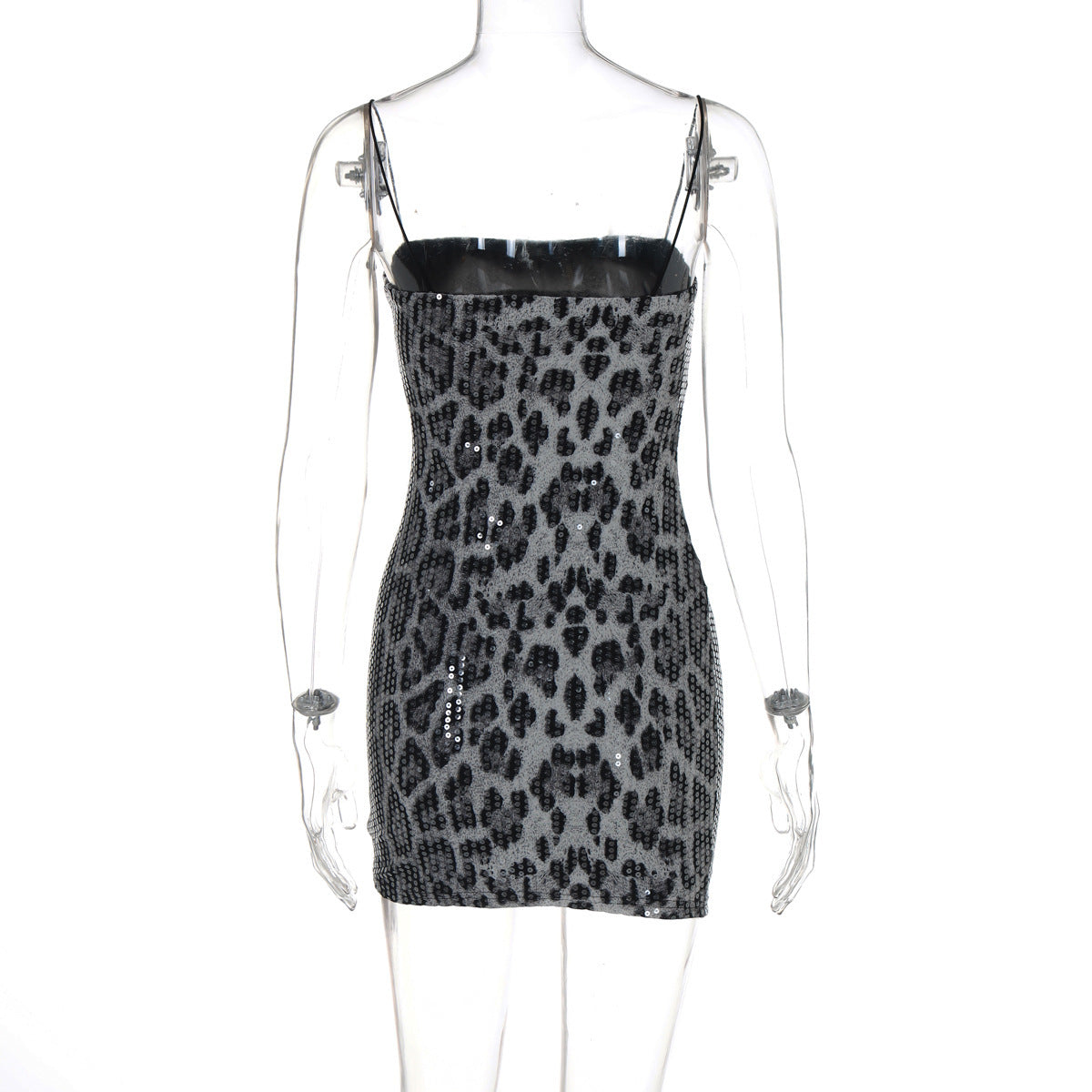 Autumn Winter Fashion Print Nightclub Strap Sequin Dress 12