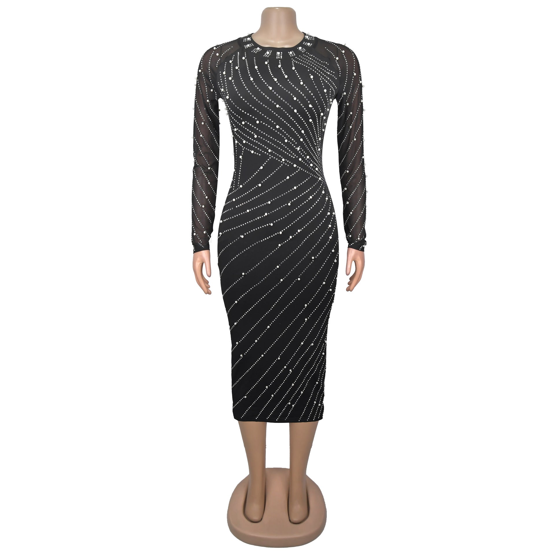 Summer Beaded Slim Long-Sleeve Elegant Dress 8