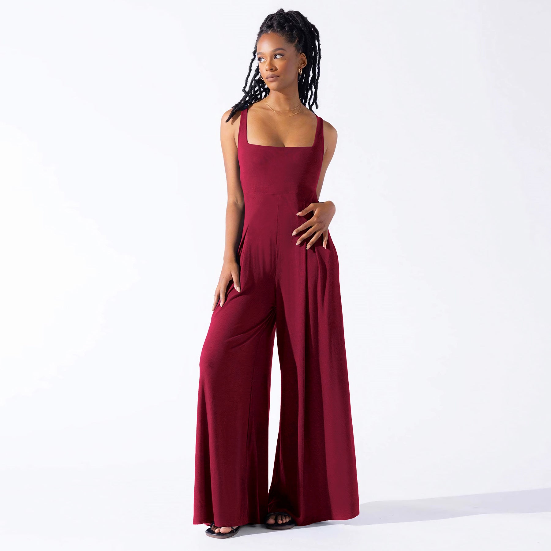 Women Casual Knitting Sexy Suspender Wide Leg Jumpsuit 4