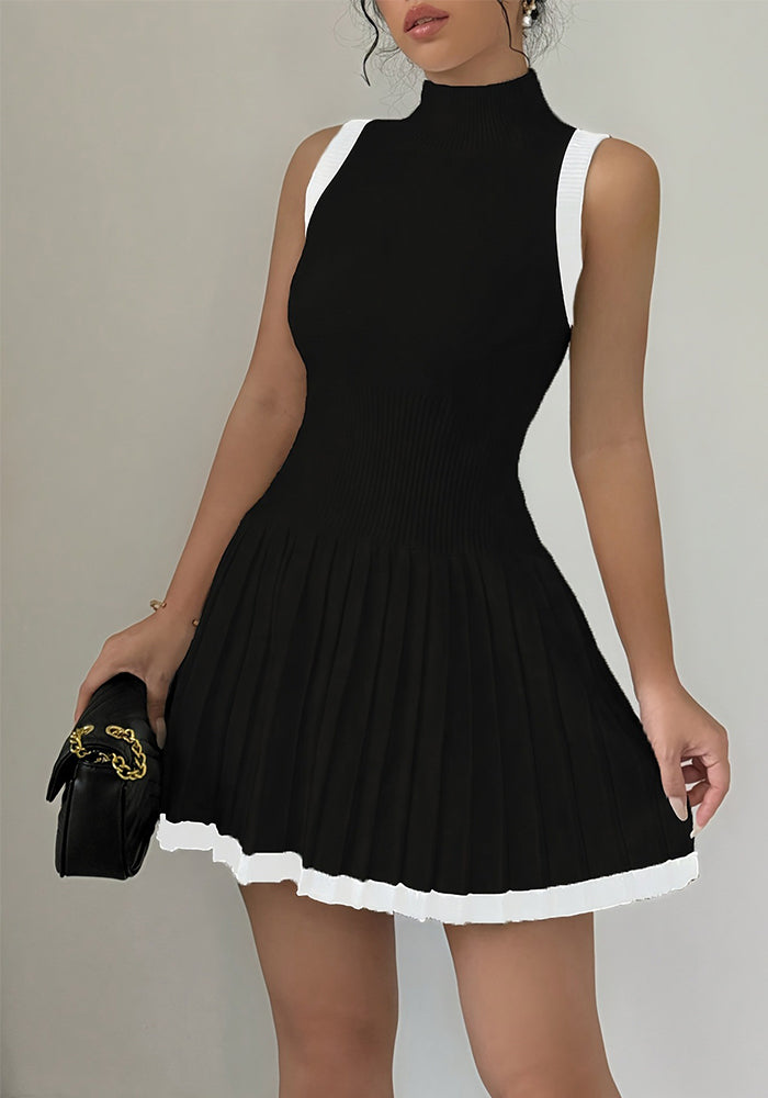 Women Contrast Elegant Summer Knitting Sleeveless Dress