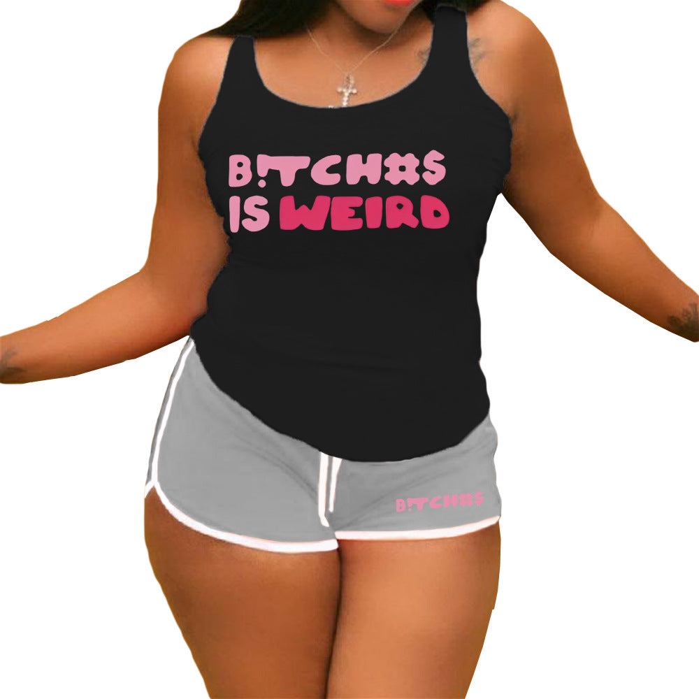 Women vest shorts sports yoga two piece set 28