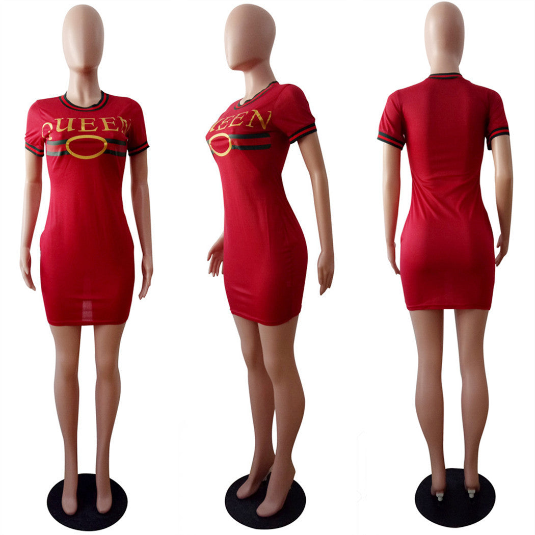 Women Summer Striped Letter Dress 20