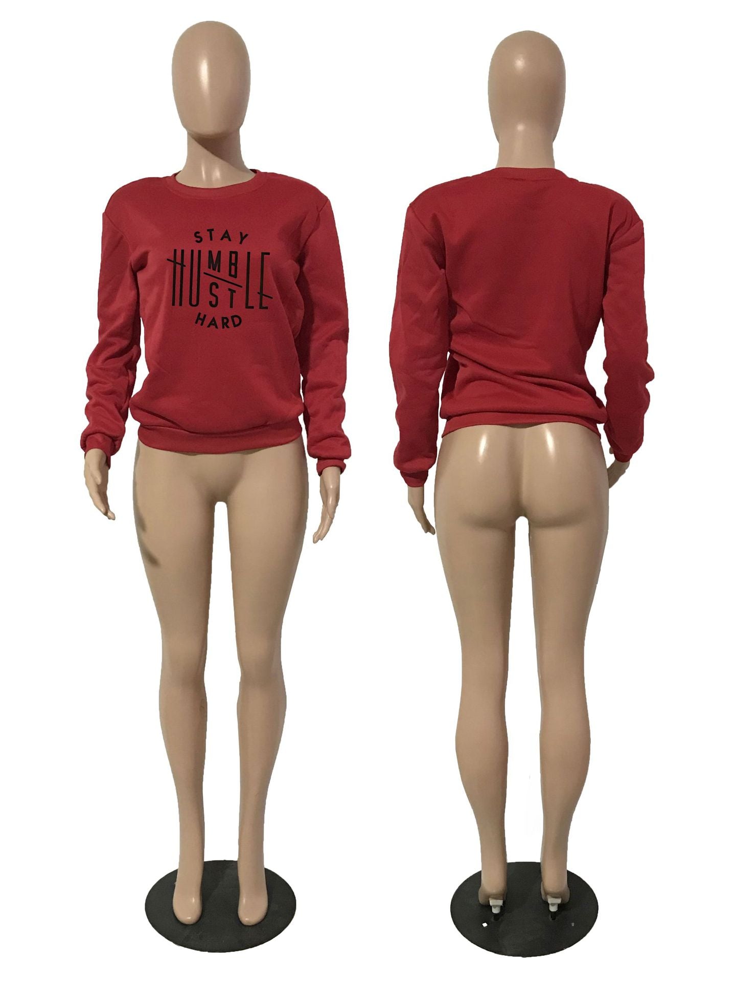 Plus Size Women Printed Crew Casual Loose Long Sleeve Top 14