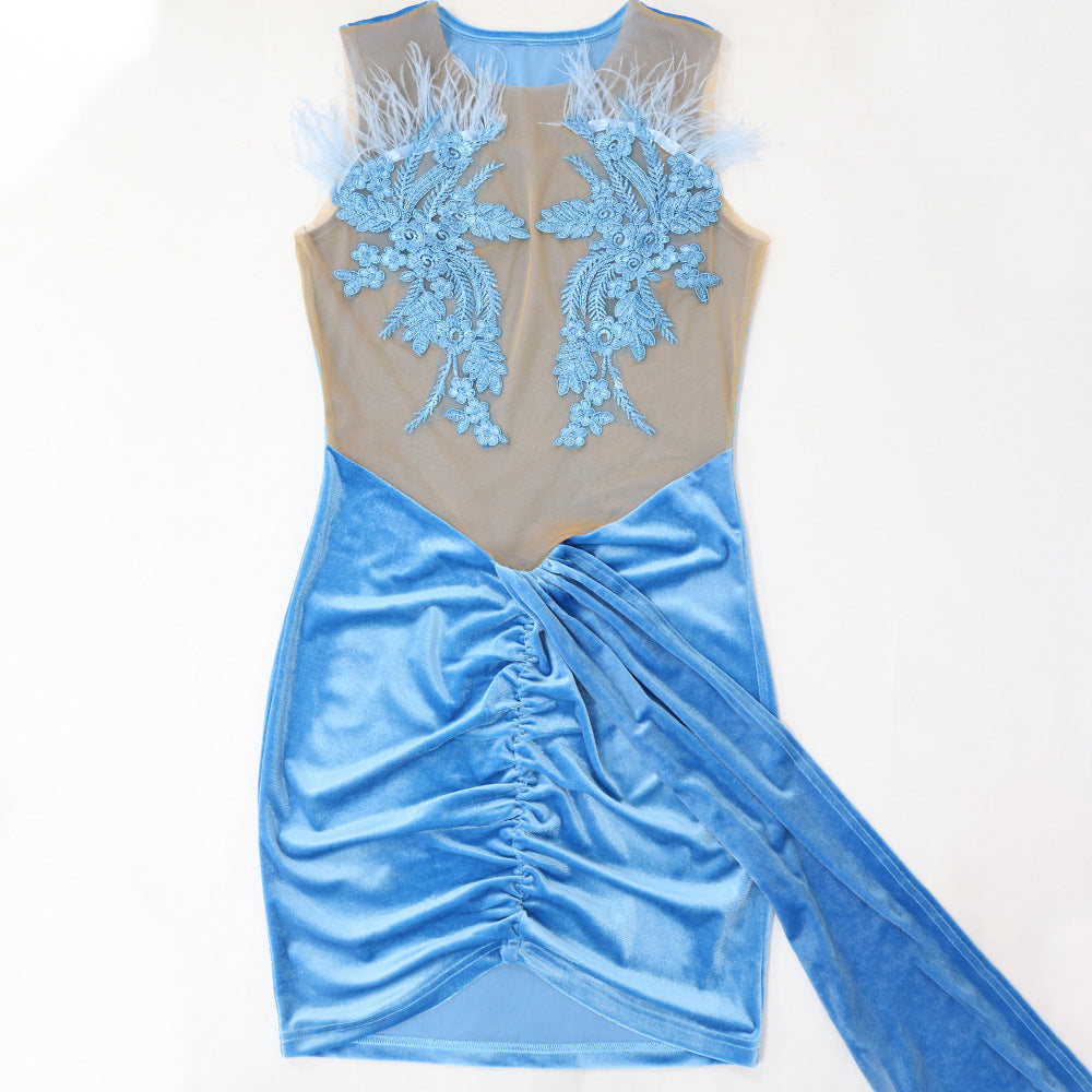 Women Sexy Strapless Dress See-Through Bodycon Party Dress 17