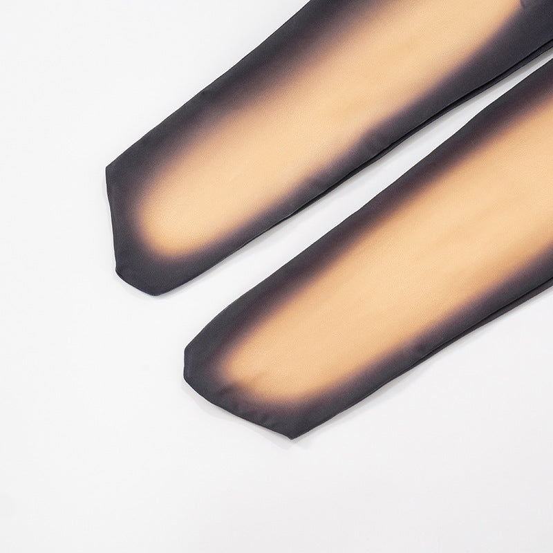 Women Body Painting Print Round Neck Long Sleeve Leg-Connected Jumpsuit 20